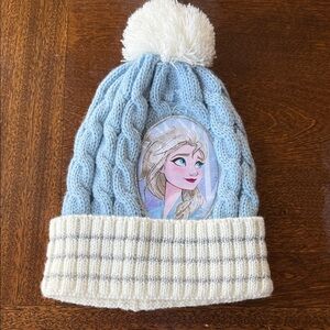 Frozen 2 Blue and White, Silver Beanie with pom pom